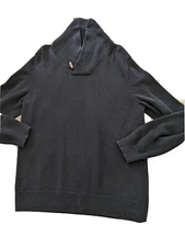 Frederik Anderson Copenhagen Sweater Men's Size L Shawl Collar Navy Blue Cotton