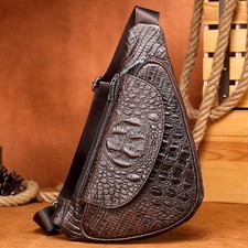 Schultertasche Aus Leder FüR Herren mit PräGemuster Und Verstellbarem Riemen