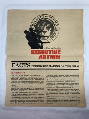 1973 Executive Action - Facts Behind the Making of this Film Promo Flyer JFK