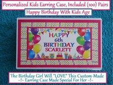 Birthday Girl 100 Pairs Kids Plastic Post Earrings Custom Name Added With Age
