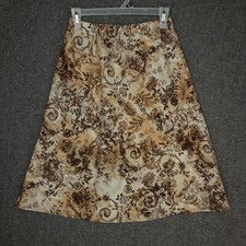 Vintage Handmade Brown Floral Paisley A-Line Knee Length Skirt Womens Size 2