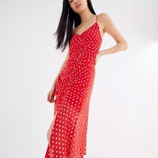 Urban Outfitters Finders Keepers Blossom Ruched Slip Midi Dress M UK 10