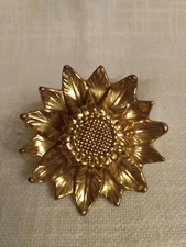 Vintage BOZART Made Italy Gold Plated Flower Brooch Pin RARE