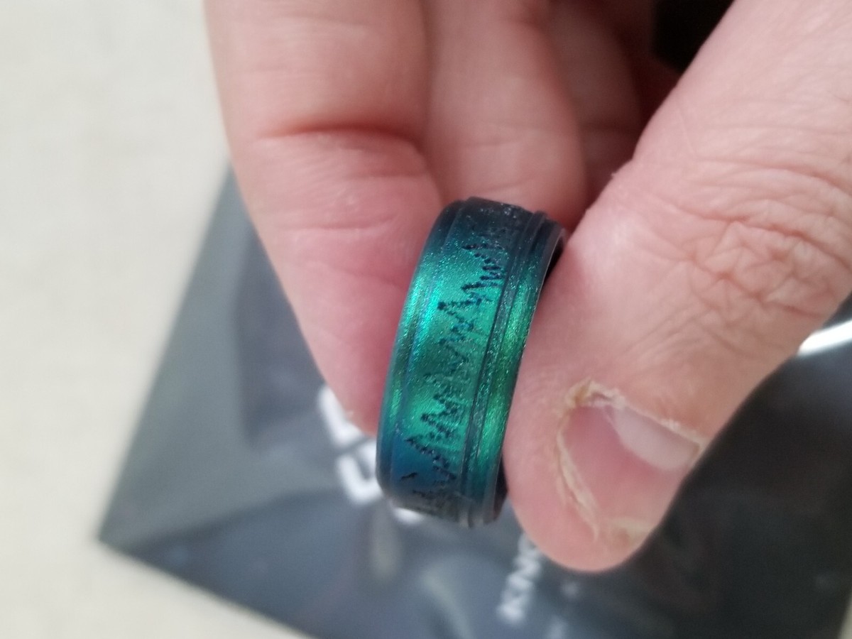 Knot Theory Engraved Silicone Ring Enchanted Forest Green Size