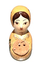 Antique Vintage Japan Hand Painted Wood Russian Doll Sewing Knitting Holder Case