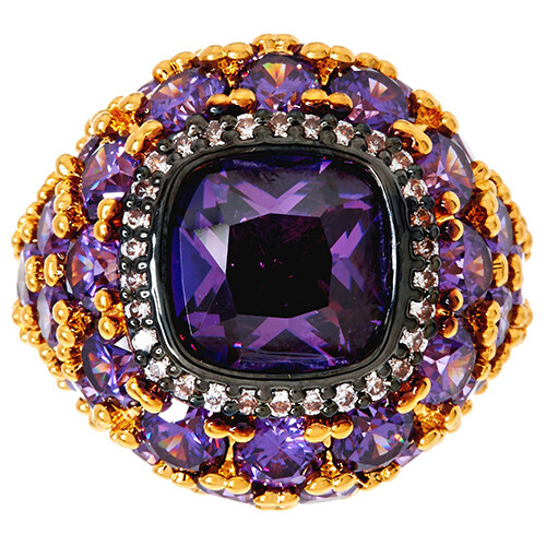 QVC The Elizabeth Taylor 12 ct Simulated Amethyst Cluster Ring Size 5 ...