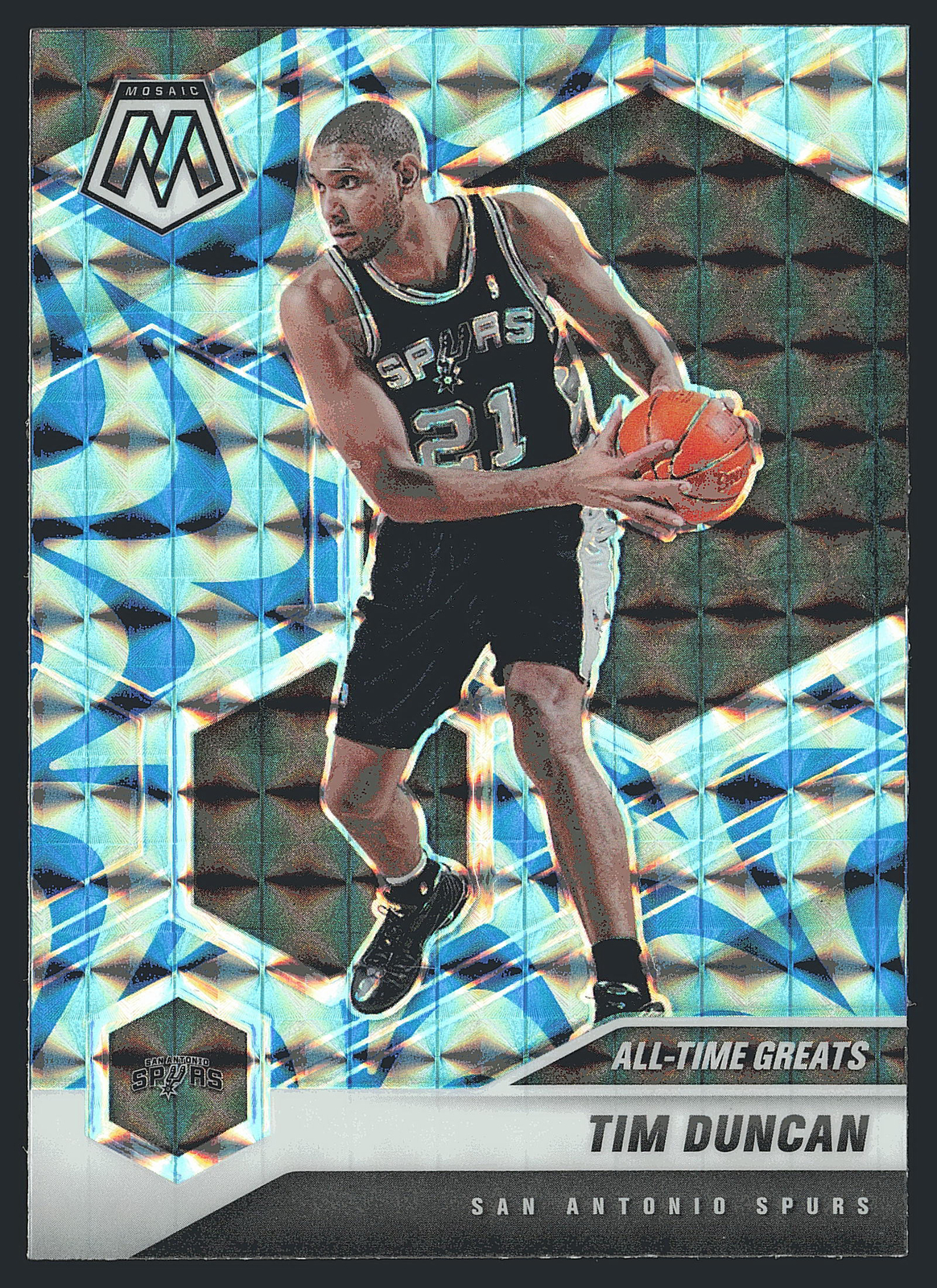 2020-21 Panini Mosaic #289 Tim Duncan Mosaic Reactive Blue