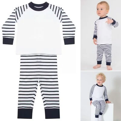 Larkwood gestreifter Schlafanzug, Unisex, Sublimationsfertig, Baby- & Kleinkindgrößen, 200 g