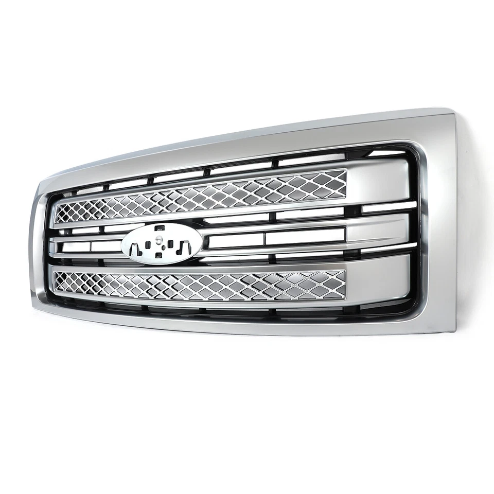 Brushed Satin Aluminum Front Grille For 2009-2014 Ford F-150 F150 Platinum - Image 3 of 4