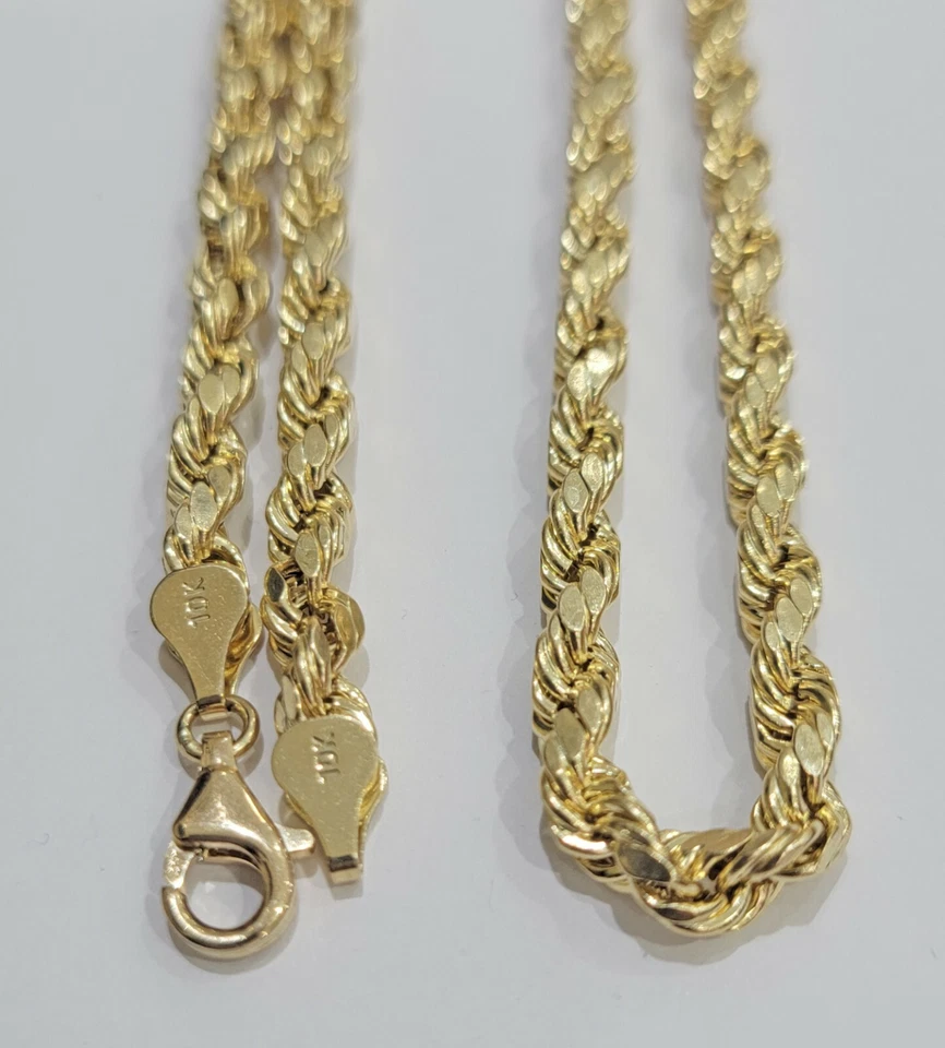 Real Gold 10k Gold Rope Chain Necklace 6mm 18 Inch Choker On Sale Perfect Gift - Image 3 of 4