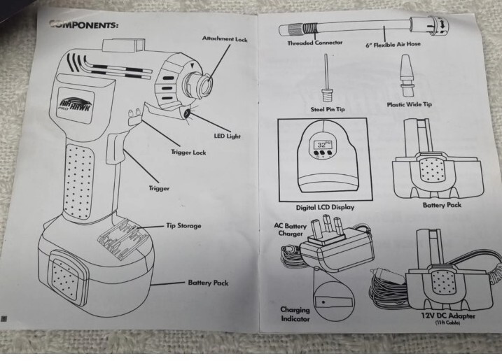 Air Hawk Pro Portable Digital Cordless Tyre Inflator eBay
