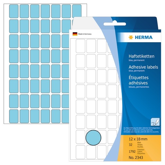 Herma 2343 Vielzwecketiketten 12X18 Mm Blau Papier Matt Handbeschriftung 1792 St-image