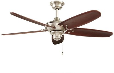 Ceiling Fan Brushed Nickel 5 Wood Blade Indoor Outdoor Light Kit