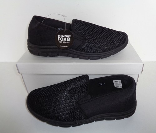 ladies black pull on trainers