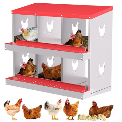  6 Compartment Chicken Nesting Box Nesting Boxes for Chickens Metal Laying Boxe