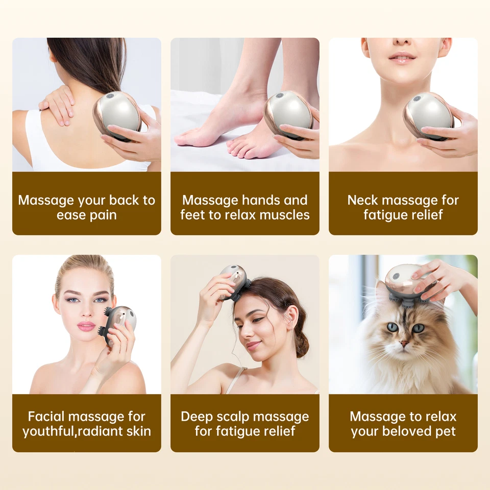 Electric Head Massager Scalp Promotes Hair Growth Waterproof Cordless Deep Clean - Image 4 of 4