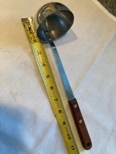Vintage Robinson Knife Co Stainless Steel Ladle Double Spout Dipper Wood Handle 