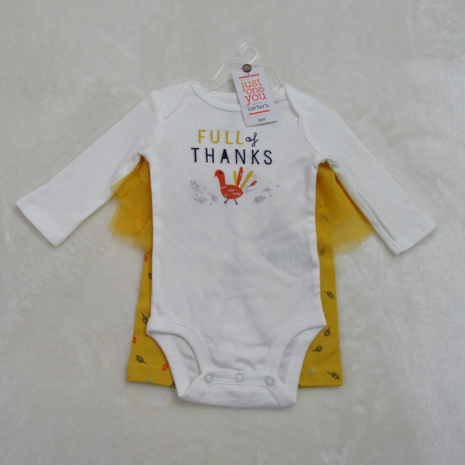 2 PC Carter's Baby Girl Size 3M 'Full Of Thanks' Long Sleeve & Tulle Pants - Image 3 of 4