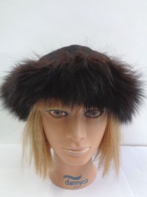 MINT BROWN FOX FUR & CLOTH CAP HAT WOMEN WOMAN SIZE 22 display picture 2