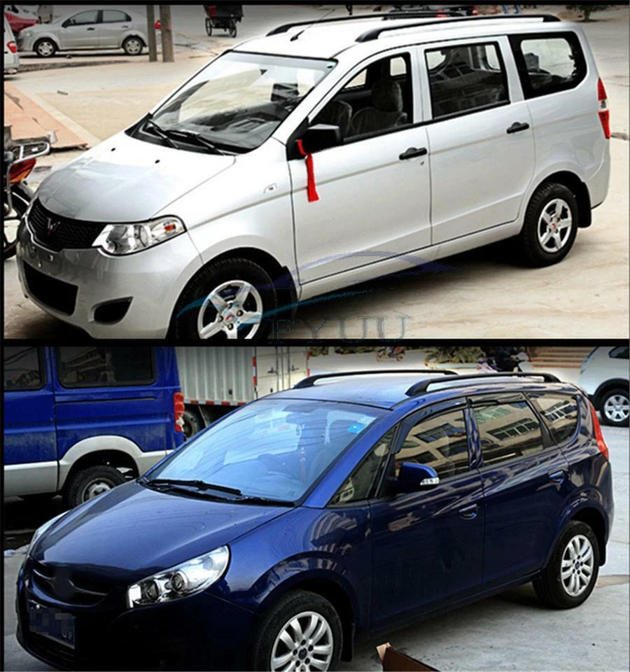 2Pcs Black Aluminum Alloy 1.4M Car Top Frame Decoration Accessories Luggage Rack Foto 2 de 4