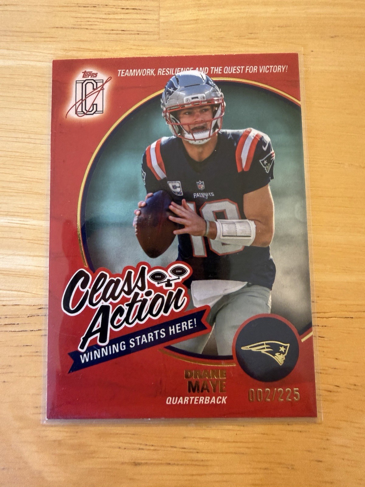 Drake Maye /225 Patriots 3-Card Lot Topps Signature Class Action CA-22 Prizm