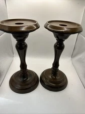 ILLUMINATIONS Set 2 Metal Candlestick Holders PILLAR OR TAPER Faux Bronze Copper