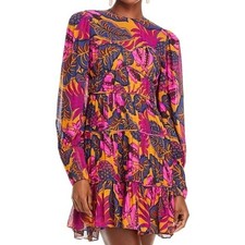 Farm Rio |  Fruit Dream Long Sleeve Pleated Tiered Dress