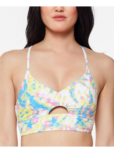 JESSICA SIMPSON Women's Yellow Tie Cropped Cami Cutout Swimsuit Top S
