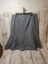 Talbots Blue Gray Midi Skirt Speckled Italian Fabric Ruffled Hem Size 18 NWT