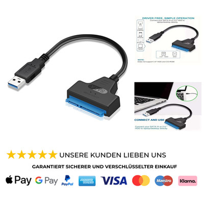 USB 3.0 zu SATA Kabel Adapter, SATA zu USB 3.0 22 Pin 2.5 Zoll Festplatte SSD