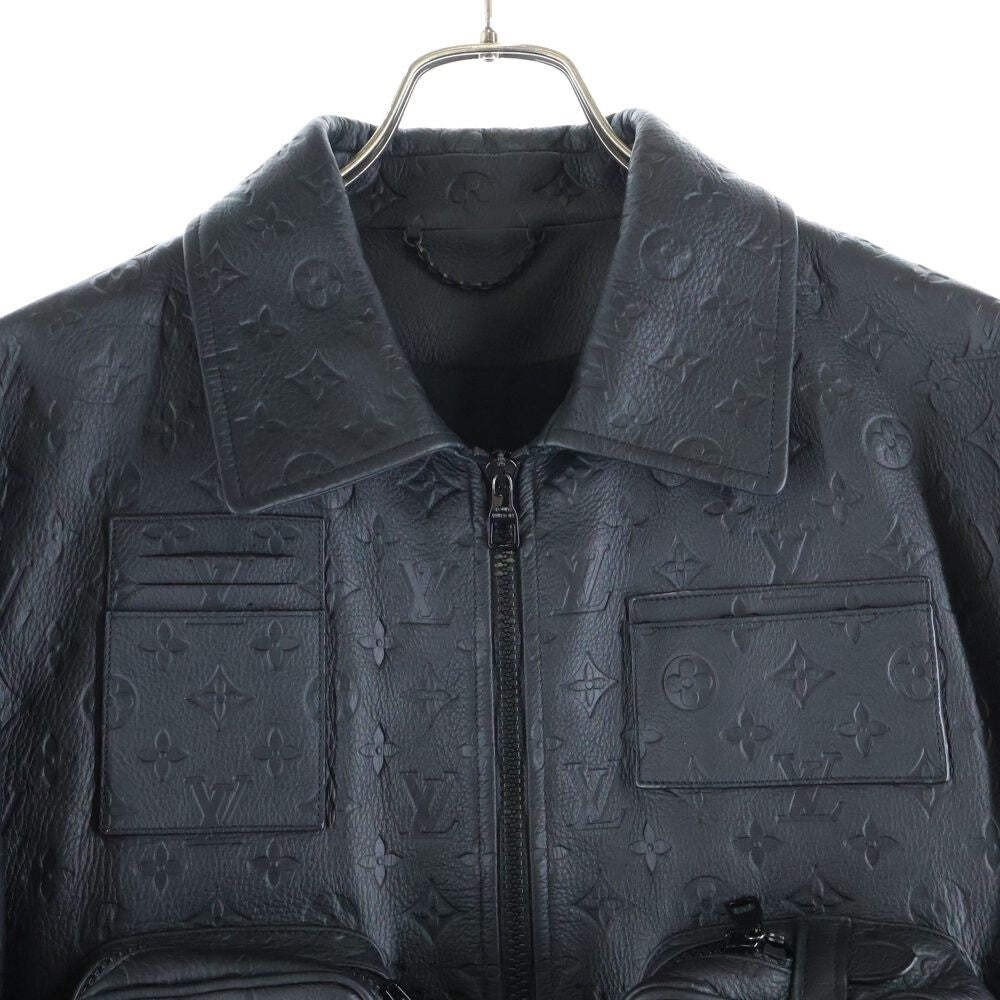 LOUIS VUITTON 23SS Monogram Embossed Utility Leather Jacket Size 46 image 3
