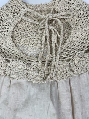 NWT Free People Innika Choo Crochet Collar Linen Smock Dress Prairie One  Size | eBay