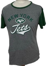 NFL Team Apparel Women's New York Jets Gray and Green T-Shirt Size XL