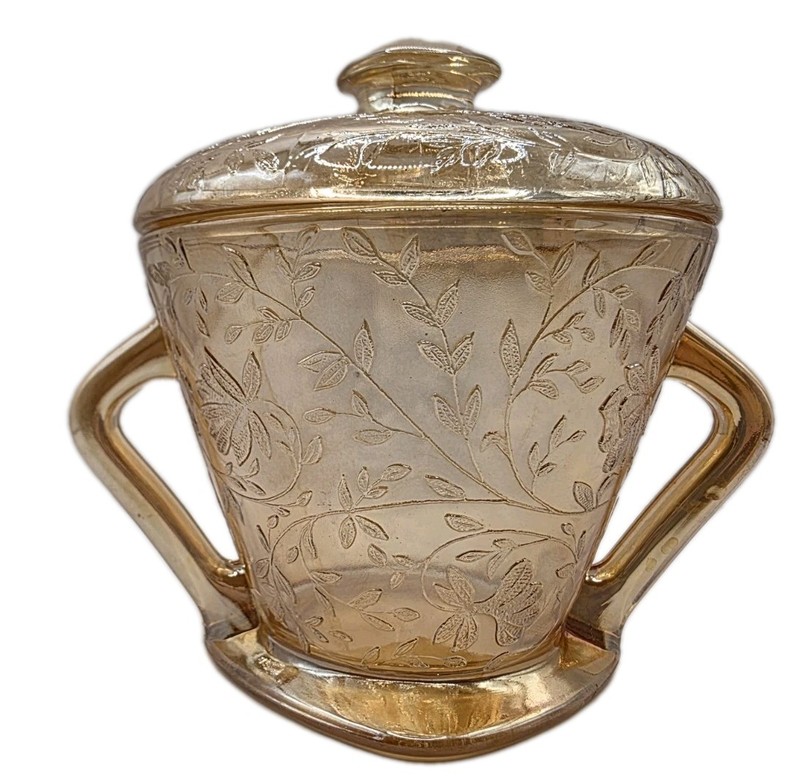 Jeannette Glass Floragold Louisa Sugar Bowl 1950's Vintage 