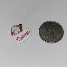 Brianna Heart Shaped Kiln Fired Porcelain Metal Bail Pendant  Flower graphic