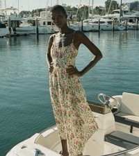 Doen Dress L Au 14 US 10 Benoit Liberty Midi Floral Sundress Cotton Rose Romance