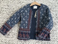 NWT Zara Girls Navy Quilted Bohomien Floral Blazer Jacket 8