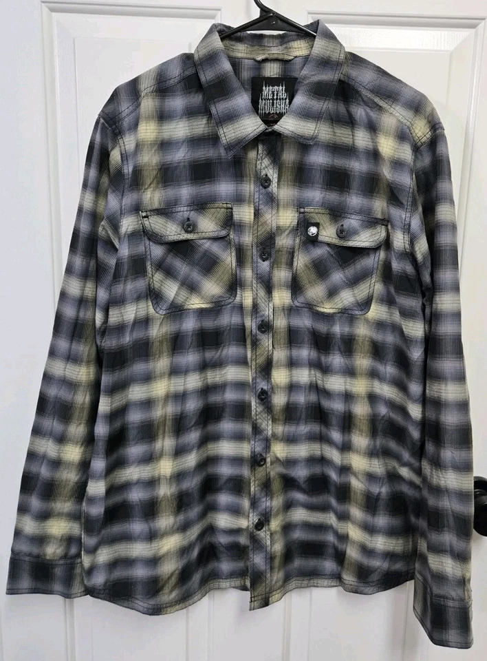 Mulisha de metal masculino grande botão para cima dois bolsos frontais. - Imagem 2 de 4