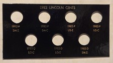 1982 Lincoln Cent Variety Set. 50 cardboard mounts in a plastic sleeve