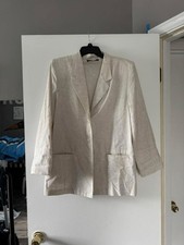 Women  s Beige Textured Blazer Size 10