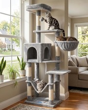 Cat Tree with Large Hammock, Multi-Level Cat Tower for Indoor Cats, Cat Condo