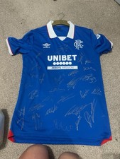Umbro Rangers FC Signed Football Shirt Blue UNIBET ZERO% MISSION Sponsor