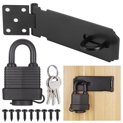 Padlock Latch Lock, 4Inch Stainless Steel Hasp Latch with Padlock Keys Screws, H