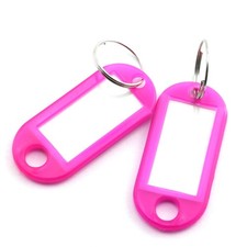 40pcs Rose Red Key Ring Label Tags for Identification, Name, Number, Address