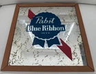 Vintage Beer Advertising Sign Display Mirror PABST Blue Ribbon 12x12''