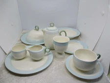 1938-39 Homer Laughlin Swing Eggshell Sky-Blue Pastel Breakfast/Lunch Set