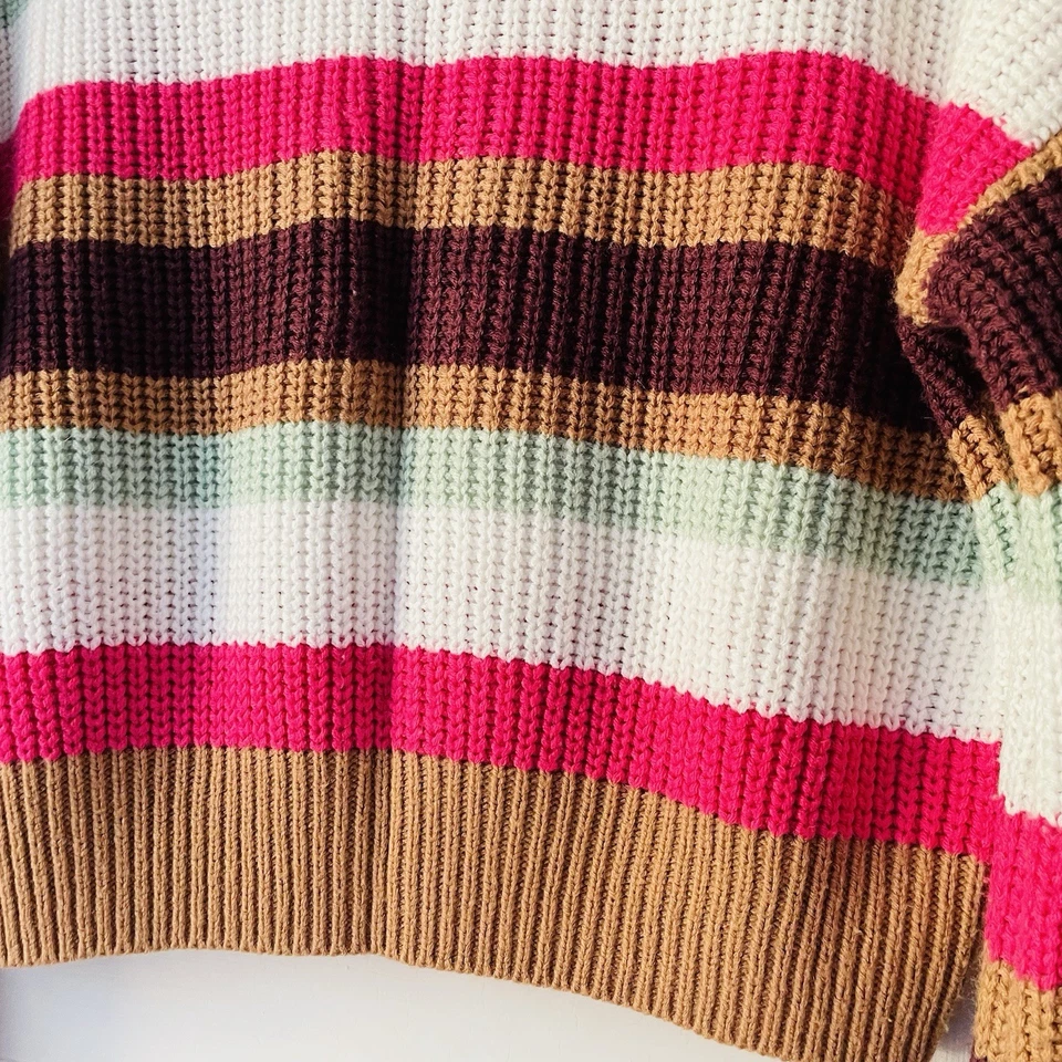 Женщин M укороченный верхний свитер многоцветный широкие полоски опрятный минималист хиппи - Изображение 4 из 4