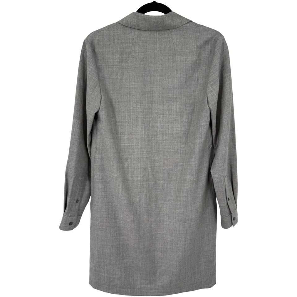 Theory Wool Sleek Flannel Shirt Dress gray size 2 DEFECT - Image 4 of 4