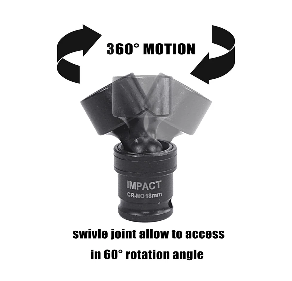 15PCS 3/8-Inch driver impact universal socket set,15piece swivel socket set,6... - Image 4 of 4