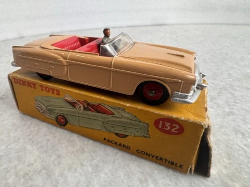 Vintage Dinky Toys Packard Convertible with Driver No. 132 - Red Hubs & Box